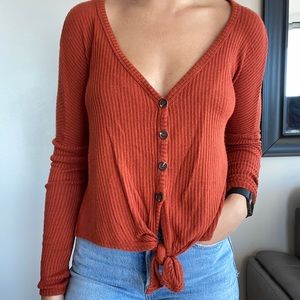 Burnt Orange Garage V-neck sweater